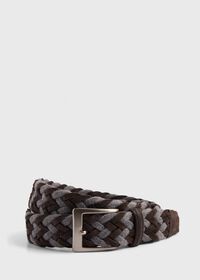 Paul Stuart Cloth and Suede Woven Braided Belt with Crocodile Tabs, thumbnail 1