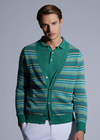 Paul Stuart Linen & Cotton Fair Isle Cardigan