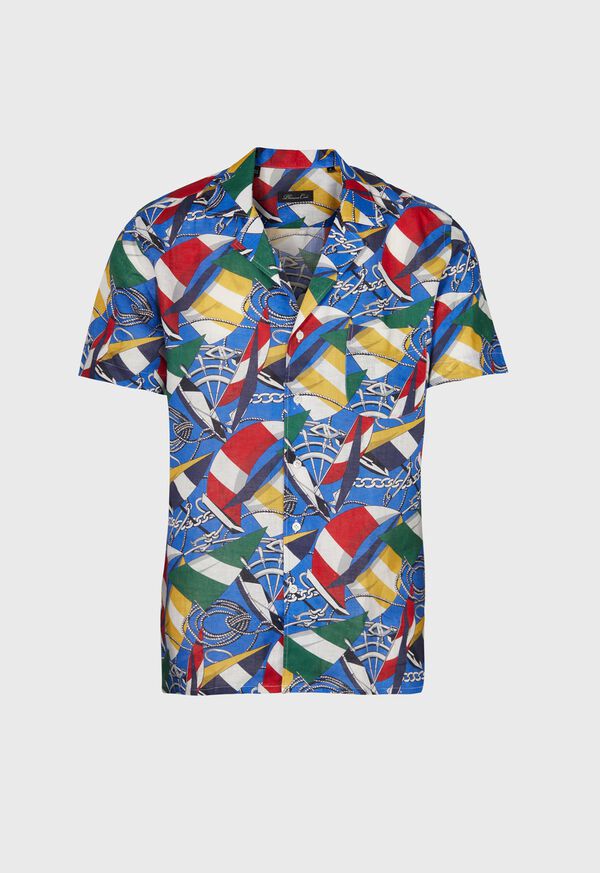 Paul Stuart Printed Linen Camp Collar shirt, image 1