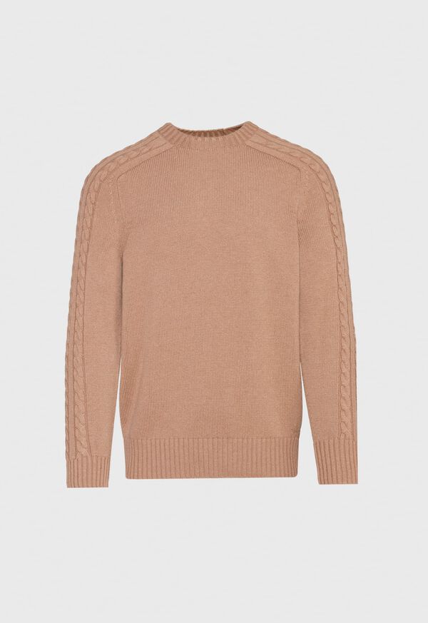 Paul Stuart Cashmere Cable Knit Sleeve Crewneck Sweater