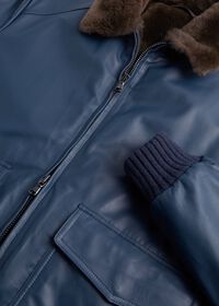 Paul Stuart Beaver Fur Lined Leather Blouson, thumbnail 3