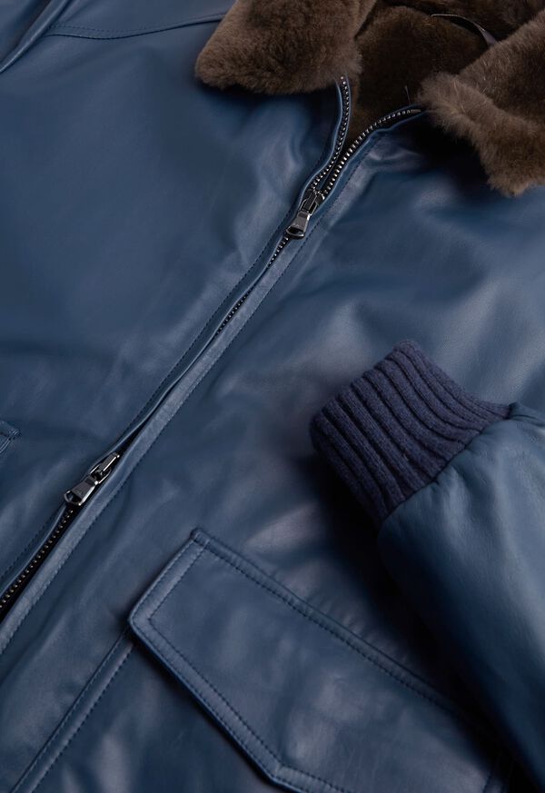 Paul Stuart Beaver Fur Lined Leather Blouson, image 3