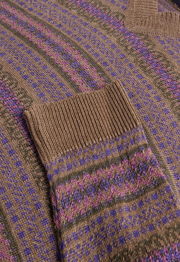 Paul Stuart Linen Fair Isle V-neck Sweater, image 3