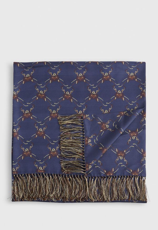 Paul Stuart Printed Fox Head Silk Scarf, image 1