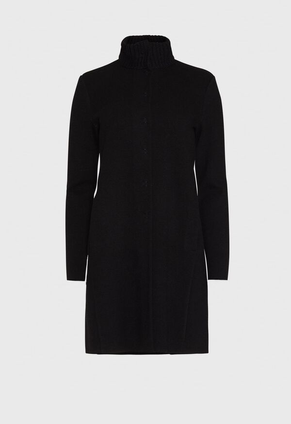 Paul Stuart Black Wool Double Knit Coat, image 1