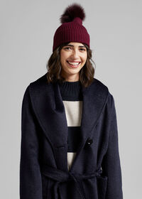 Paul Stuart Cashmere Ribbed Hat with Fur Pom, thumbnail 6