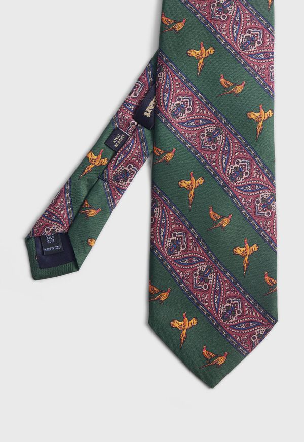 Paul Stuart Deco Stripe and Bird Print Tie, image 1
