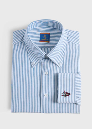 Paul Stuart Striped Oxford Logo Sport Shirt