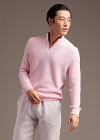 Paul Stuart Cotton Open Collar Birdseye Stitch Sweater, thumbnail 5