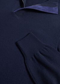 Paul Stuart Cashmere Quarter Zip with Suede Trim, thumbnail 2