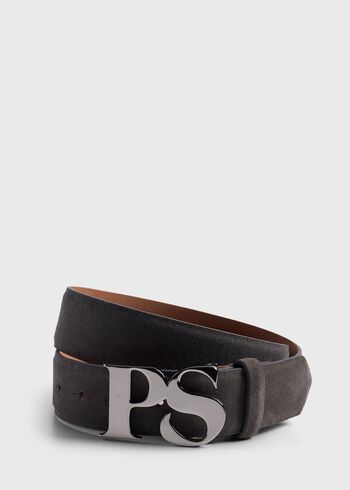 Paul Stuart PS Nickel Logo Suede Belt