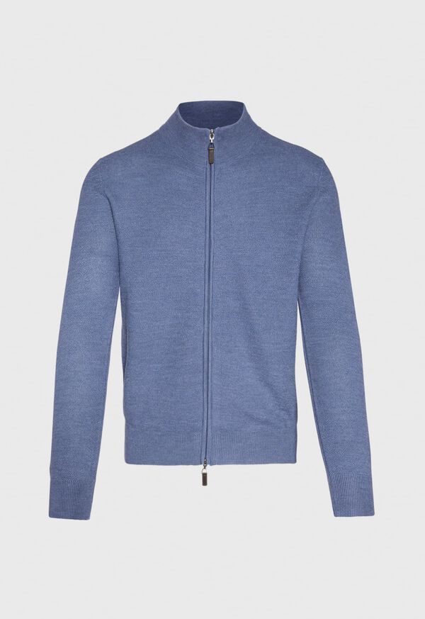 Paul Stuart Merino Wool Full Zip Rice Stitch Cardigan, image 1