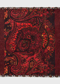 Paul Stuart Printed Wool Paisley Pocket Square with Hand Embroidery, thumbnail 1