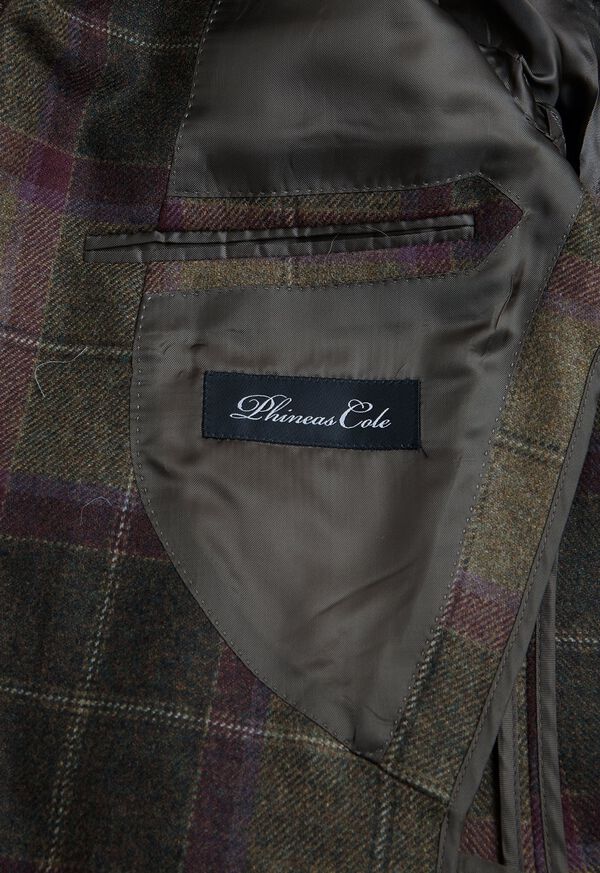 Paul Stuart Olive and Burgundy Plaid Wool Sport Jacket, image 4