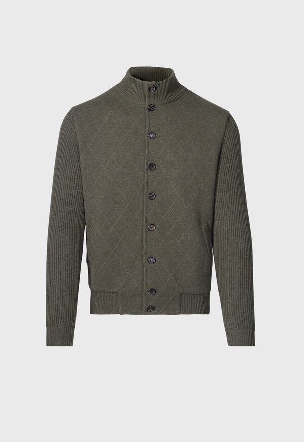 Paul Stuart Cashmere Quilted Button Front Cardigan, image 1