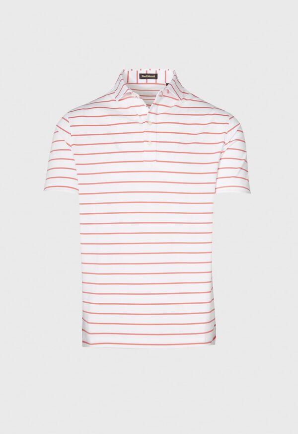 Paul Stuart Pencil Stripe on White Ground Performance Polo, image 2