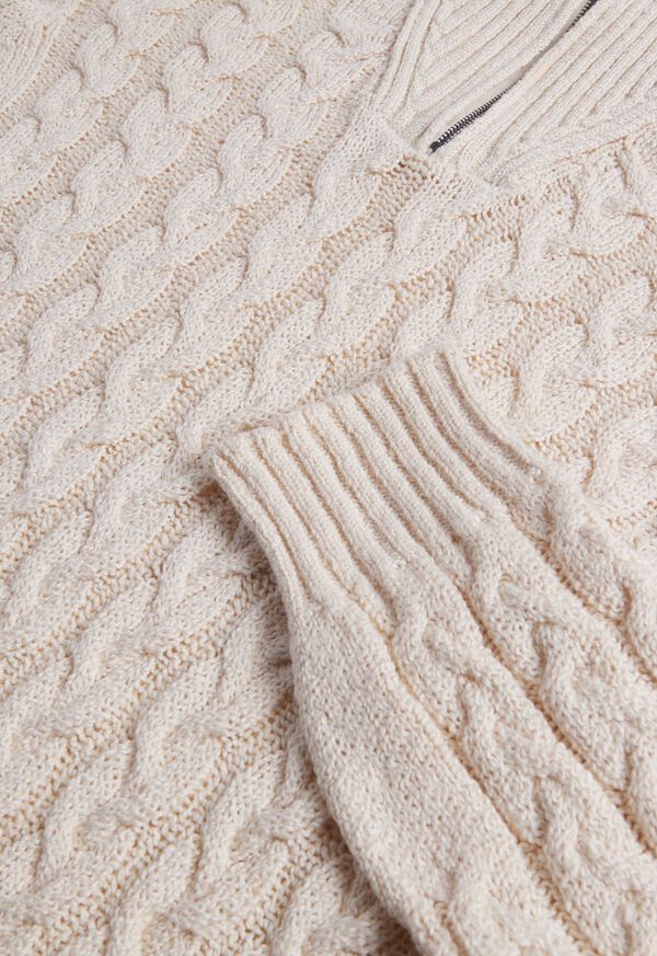 Paul Stuart Cotton Cable Zip Neck Pullover, image 3