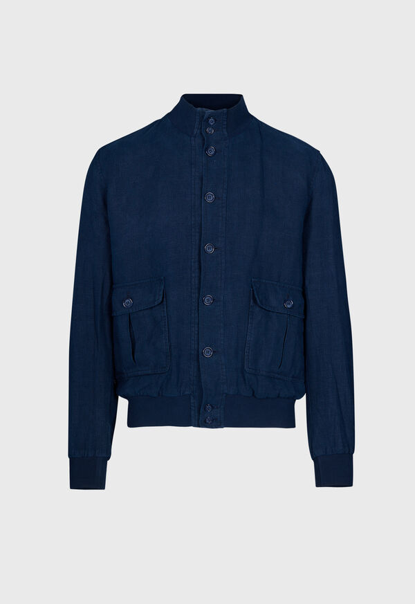 Paul Stuart Linen Button Front Bomber Jacket, image 1