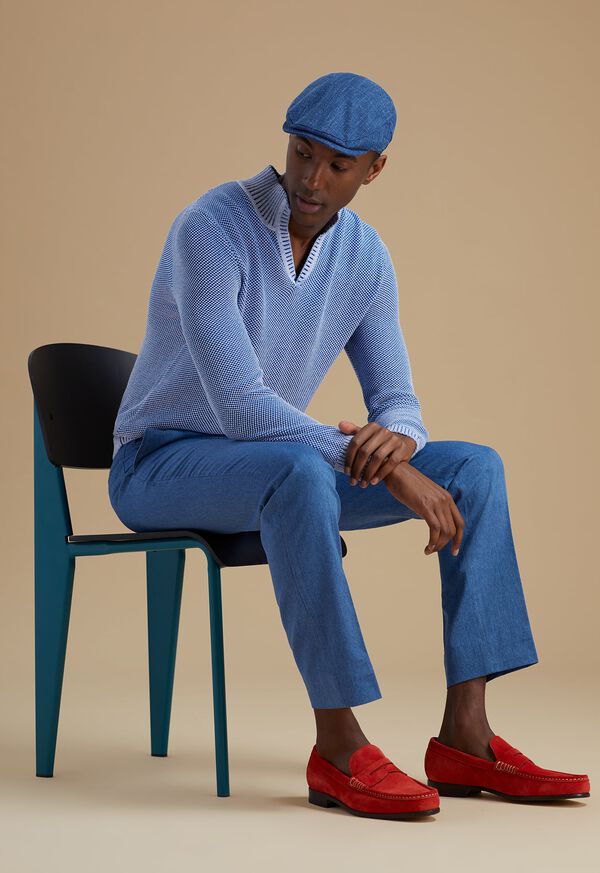 Paul Stuart Birdseye Open Collar Sweater, image 1