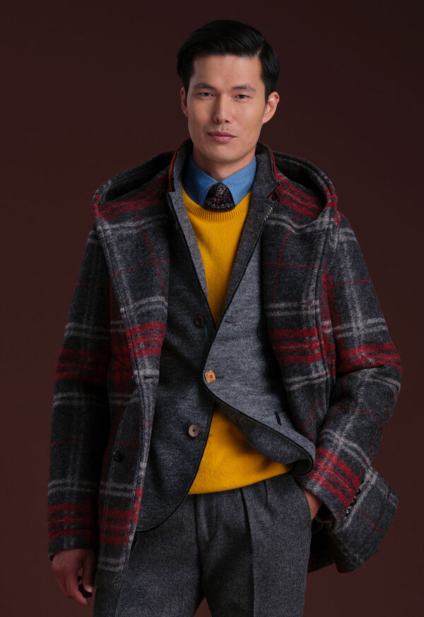 Paul Stuart Plaid Hooded Coat, image 2