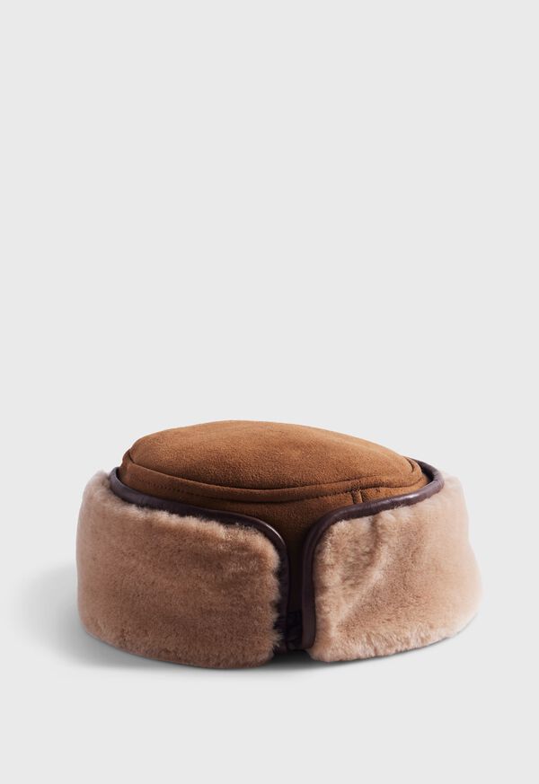 Paul Stuart Round Shearling Hat with Snaps, image 1