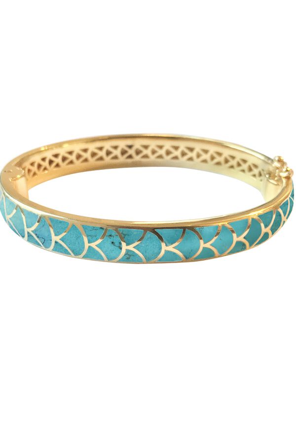 Paul Stuart Jan Leslie Gold and Turquoise Bangle Bracelet, image 2
