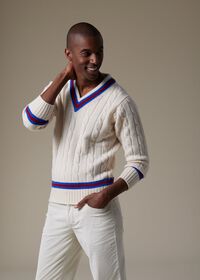 Paul Stuart Striped V-Neck Tennis Sweater, thumbnail 2