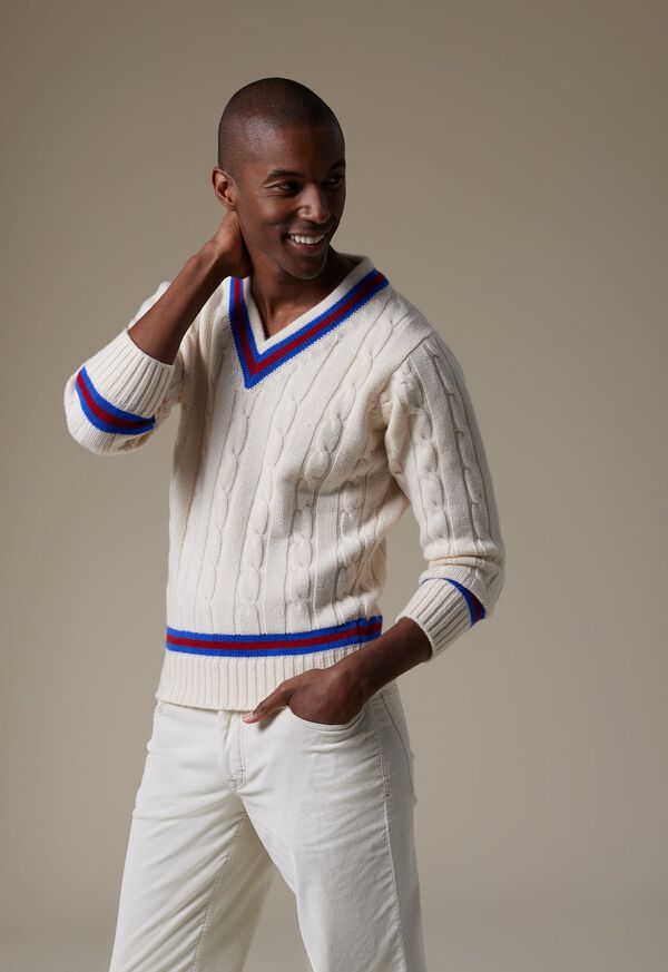 Paul Stuart Striped V-Neck Tennis Sweater, image 2