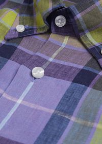 Paul Stuart Linen Multi Color Plaid Sport Shirt, thumbnail 2