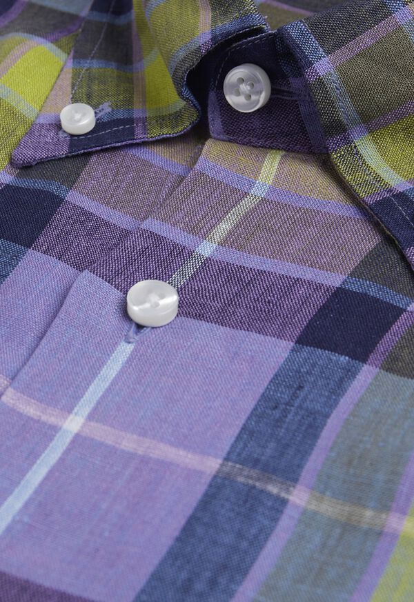 Paul Stuart Linen Multi Color Plaid Sport Shirt, image 2
