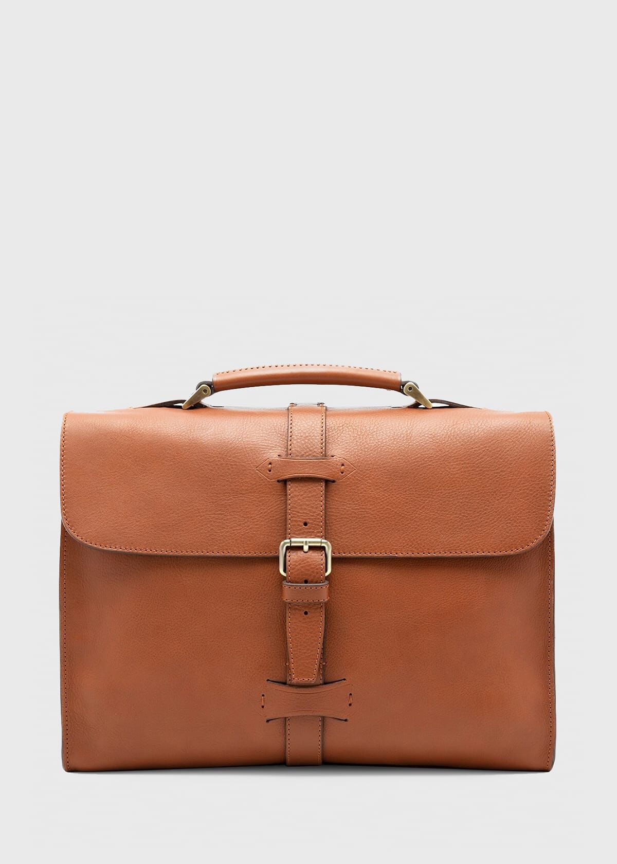 Bridle Leather Briefcase with Shoulder Strap