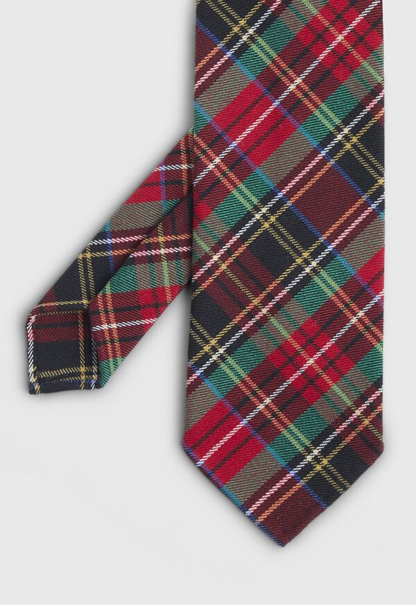 Paul Stuart Red & Green Tartan Tie, image 1