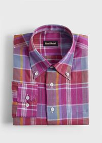 Paul Stuart Oversized Plaid Linen Sport Shirt, thumbnail 1