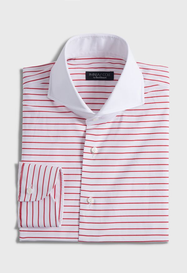 Paul Stuart Contrast Collar Horizontal Stripe Dress Shirt
