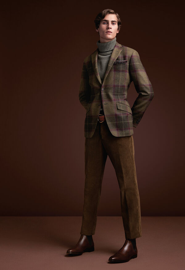 Paul Stuart Olive and Burgundy Plaid Wool Sport Jacket, image 2