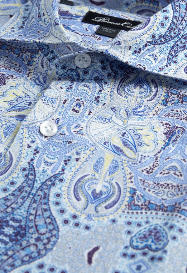 Paul Stuart Printed Paisley Linen Sport Shirt, image 3