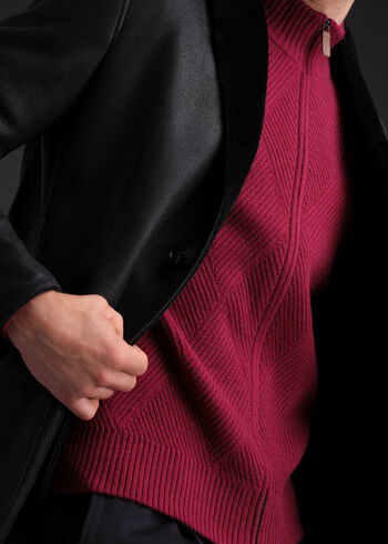 Paul Stuart Wool and Cashmere Zip Jacquard Cardigan