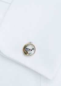 Paul Stuart 14K Gold Reverse Painted Duck Cufflinks, thumbnail 2