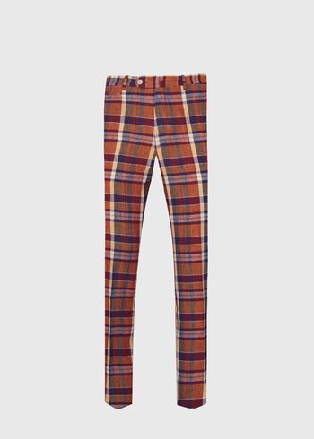 Paul Stuart Linen Plaid Plain Front Dress Trouser