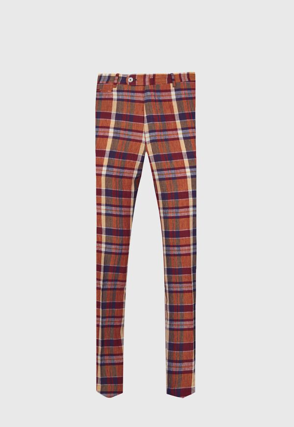 Paul Stuart Linen Plaid Plain Front Dress Trouser, image 1