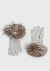 Paul Stuart Knit Fur-Trim Gloves, thumbnail 1
