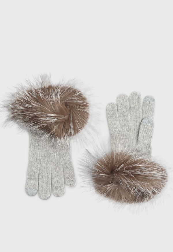 Paul Stuart Knit Fur-Trim Gloves, image 1