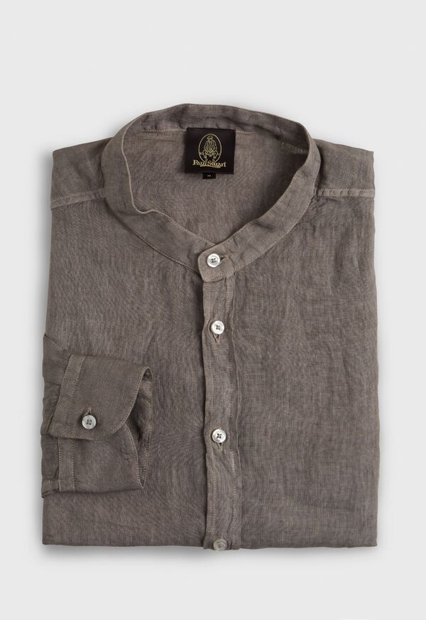 Paul Stuart Band Collar Washed Linen Shirt, image 1