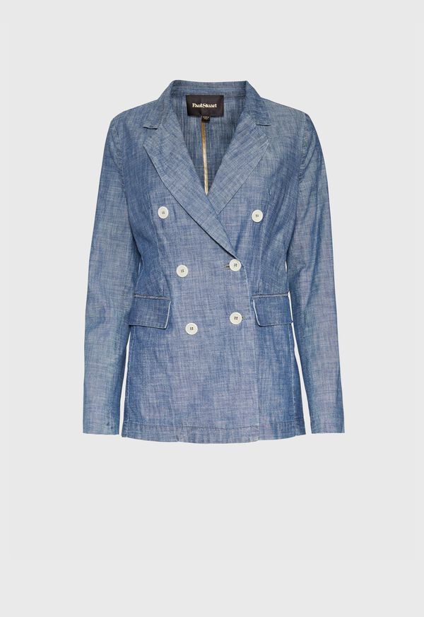 Paul Stuart Chambray Double Breasted Blazer, image 1
