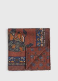 Paul Stuart Armed Fox Print Wool Pocket Square, thumbnail 4