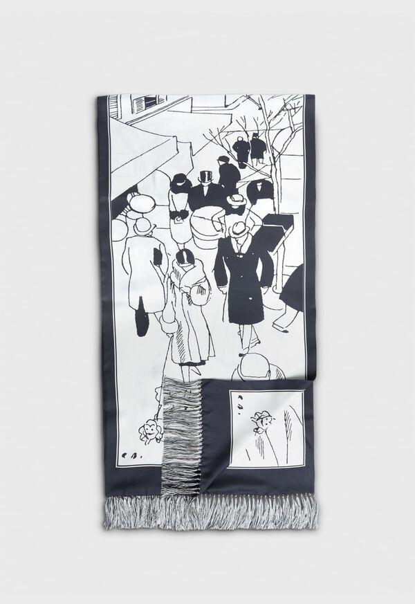 Paul Stuart City Scene Printed Silk Scarf, image 1