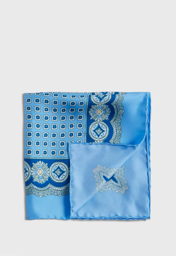 Paul Stuart Silk Twill Medallion Pocket Square, image 1