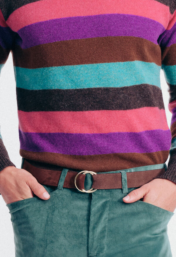 Paul Stuart Calf Leather Belt with Brass Rings Buckle, image 2