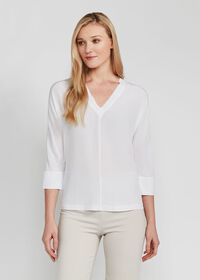 Paul Stuart V-Neck Raw Edge Blouse, thumbnail 1