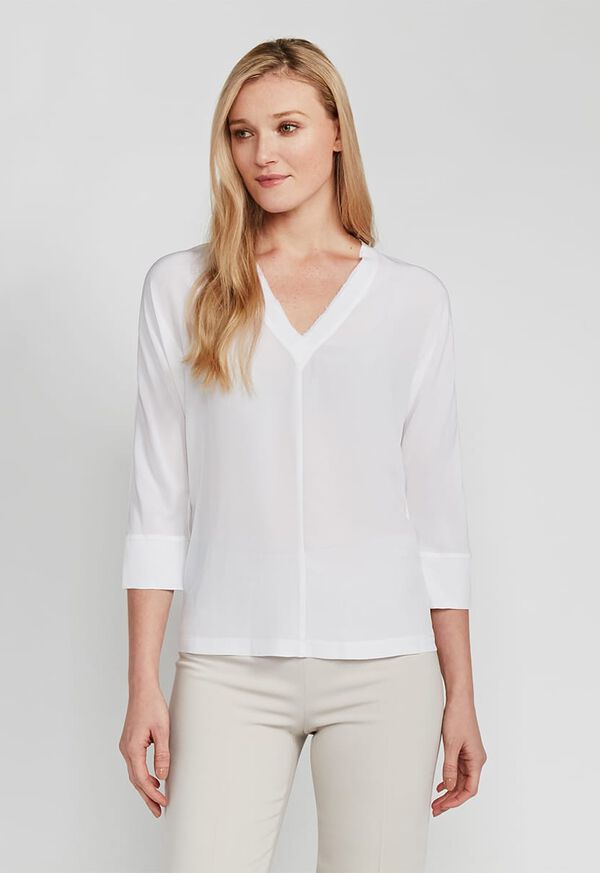 Paul Stuart V-Neck Raw Edge Blouse, image 1